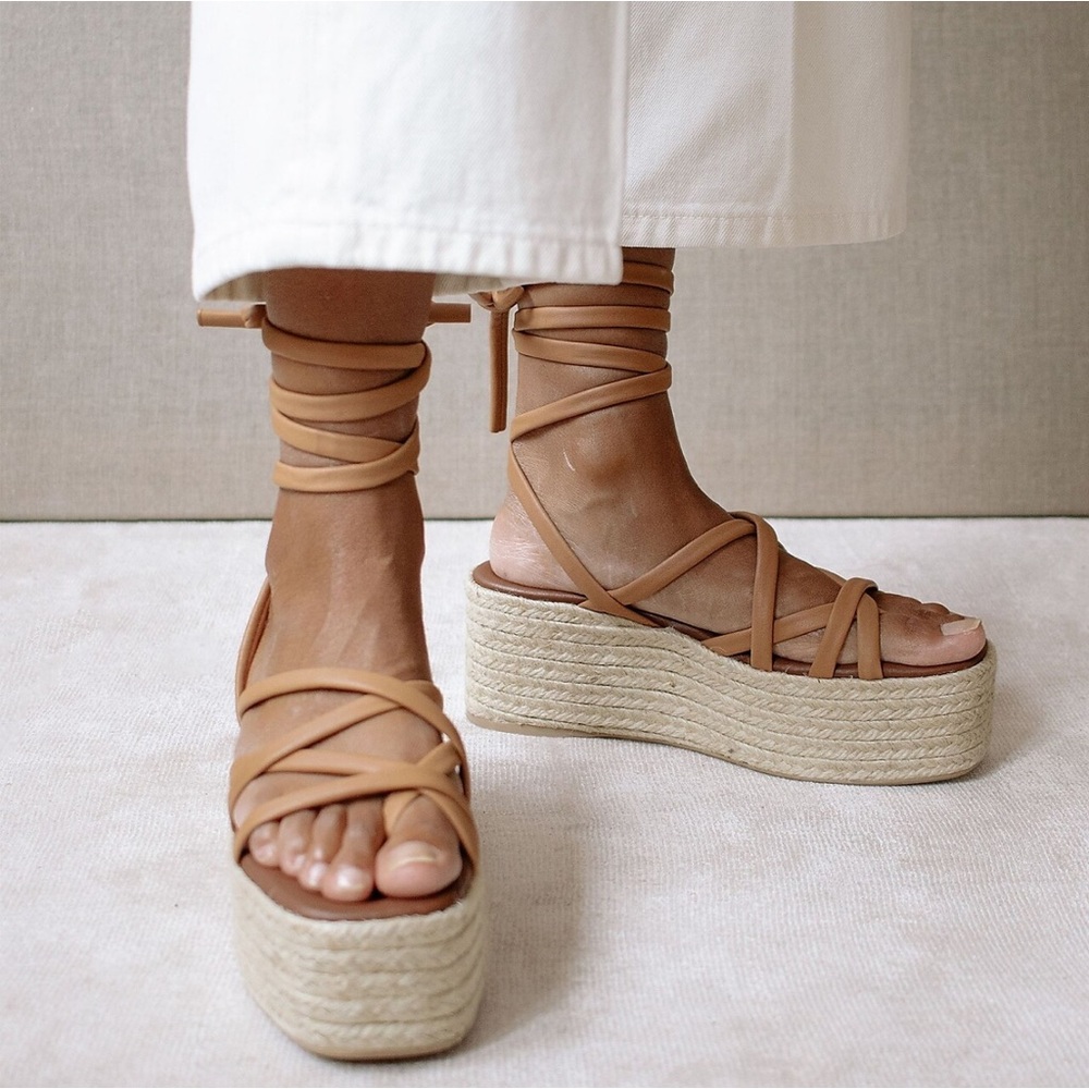 NWOB ALOHAS | Paw Paw Brown Espadrille Platform Sandal Size 38/7-7.5